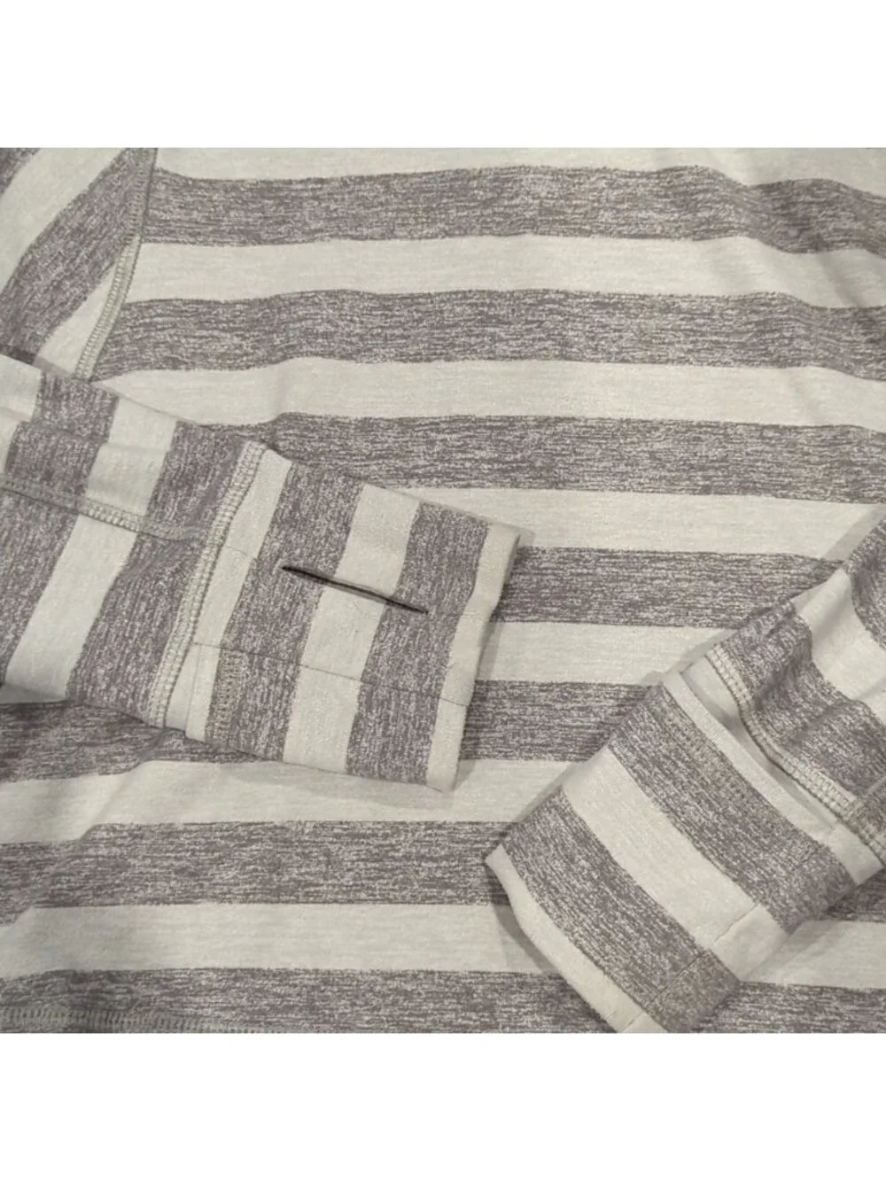 Lululemon Race Your Pace 1/2 Zip Marshmallow Stripe Heathered Slate